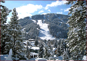 red River ki Area in Red River, NM blanketed by fresh snow is ready for skiiers and snowboarders.